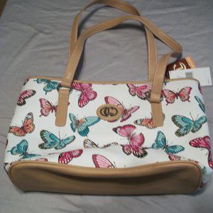 Carryland Purse White with butterflies